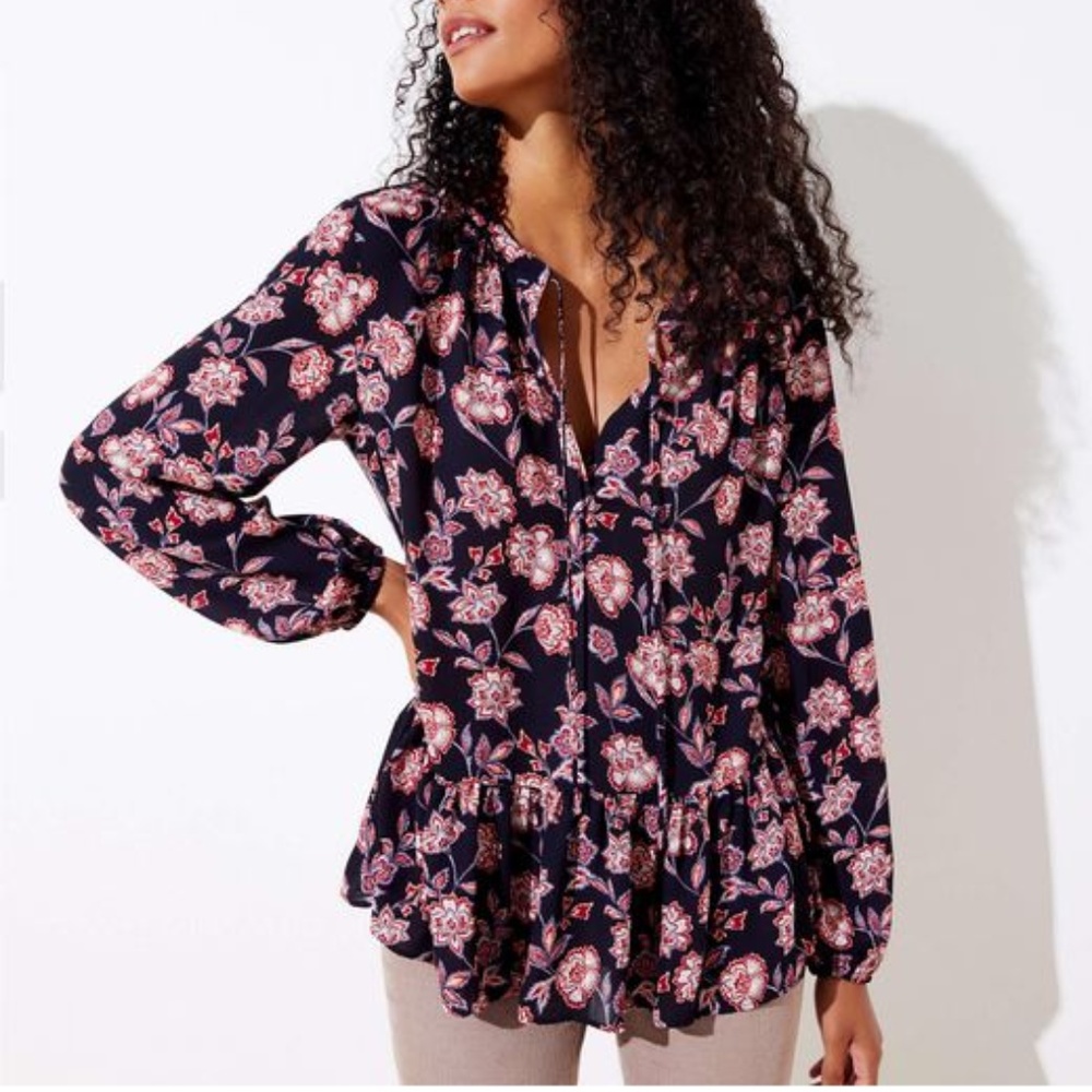 🆕 Loft airy SPRING ruffle blouse NWT